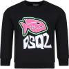 DSQUARED2 BLACK SWEATSHIRT FOR BOY WITH LOGO AND PRINT