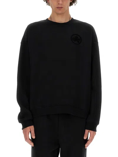 DSQUARED2 BLACK SWEATSHIRT WITH CREW NECKLINE