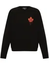 Dsquared2 Crewneck Sweater With Maple Leaf Print In Black