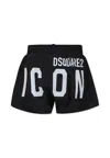 Dsquared2 Black Swim Shorts For Boy With Logo In Black