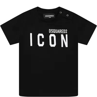 Dsquared2 Black T-shirt For Baby Boy With Print