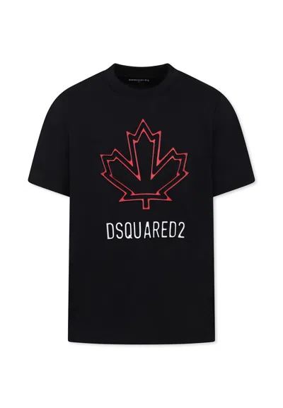Dsquared2 Black T-shirt For Kids With Logo