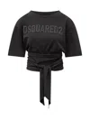 Dsquared2 Logo-detail Tie Fastening T-shirt In Black