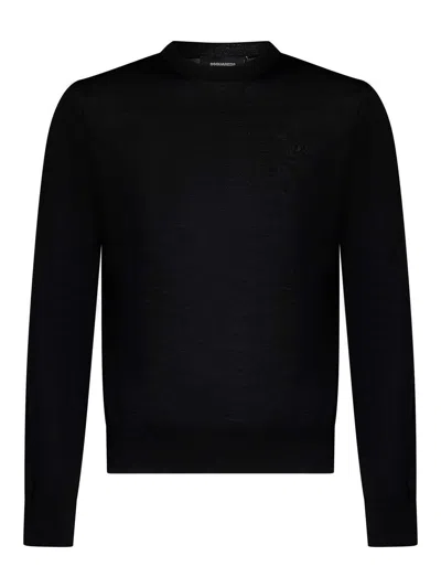 DSQUARED2 BLACK TRICOT WOOL CREWNECK SWEATER