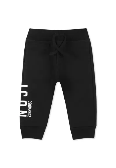 Dsquared2 Black Trousers For Baby Boy With Logo