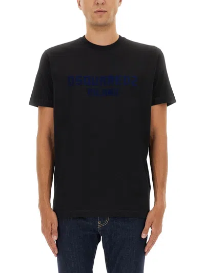 Dsquared2 Black T-shirt In Blue