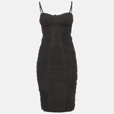 Pre-owned Dsquared2 Black Tulle Ruched Bodycon Dress M