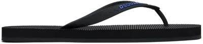 Dsquared2 Black Urban Flip Flops In Black+electric Blue