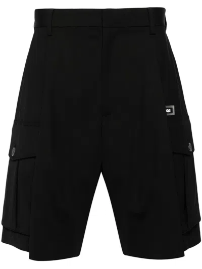 Dsquared2 Black Utility One Pleat Shorts For Men In Ss24