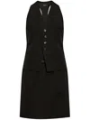 Dsquared2 V-neck Wool Mini Dress In Black