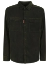 Dsquared2 Classic White Button-up Shirt With Textured Fabric And Chest Pockets In Black