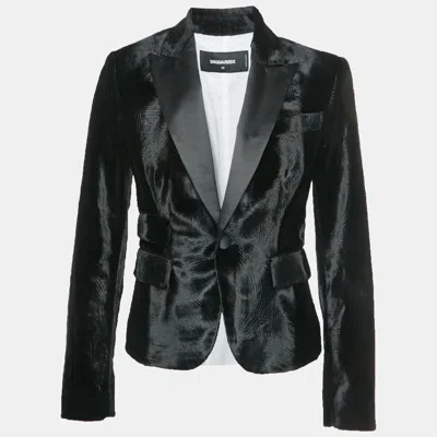 Dsquared2 Black Velvet Single Breasted Blazer
