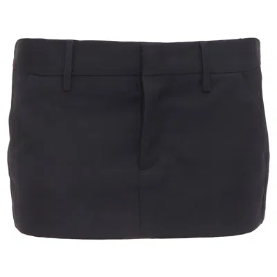 Dsquared2 Black Virgin Wool Logo Super Micro Mini Skirt It36 Xxs