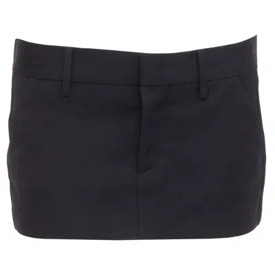 Pre-owned Dsquared2 Black Virgin Wool Logo Super Micro Mini Skirt It36 Xxs