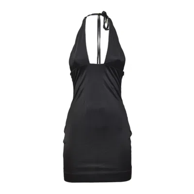 DSQUARED2 BLACK VISCOSE JERSEY DRESS WITH NECKLINE