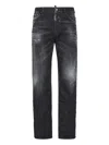 Dsquared2 Faded Black Straight Jeans With Ripped Detailing