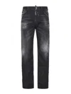 Dsquared2 Faded Black Straight Jeans With Ripped Detailing In Black