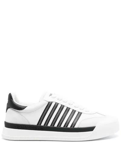 DSQUARED2 BLACKWHITE BLACK WHITE NEW JERSEY LEATHER SNEAKERS