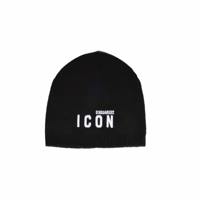 Dsquared2 Logo-embroidered Wool Beanie In Black