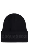 Dsquared2 Black Wool Beanie Hat In Black
