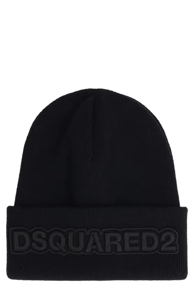 DSQUARED2 DSQUARED2 BLACK WOOL BEANIE HAT