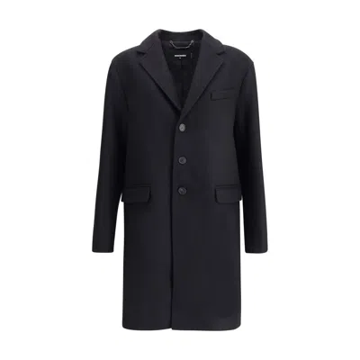 Dsquared2 Black Wool Coat