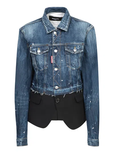 Dsquared2 Logo-patch Cotton Jacket In Blue