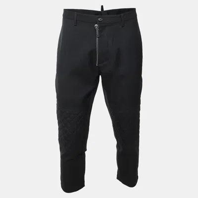 Pre-owned Dsquared2 Black Wool Zip Detail Straight Leg Trousers Xl