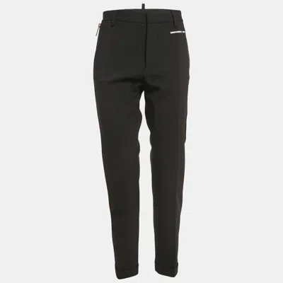 Pre-owned Dsquared2 Black Wool Zip Detail Trousers S
