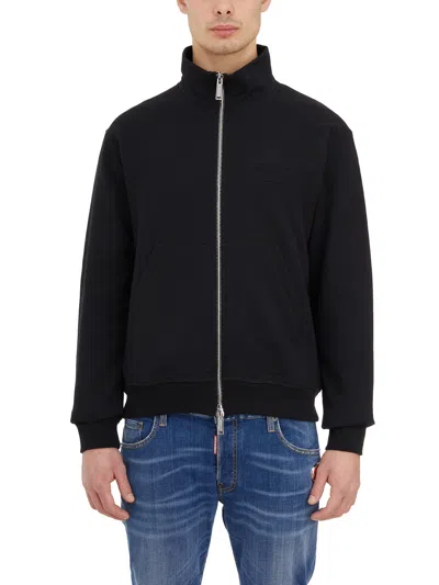 Dsquared2 Black Zip Front Sweatshirt For Men