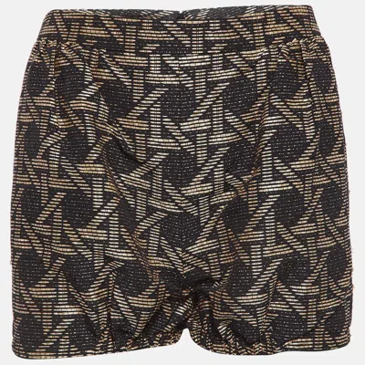 Pre-owned Dsquared2 Black/brown Wicker Woven Jacquard Frayed Detail Shorts M