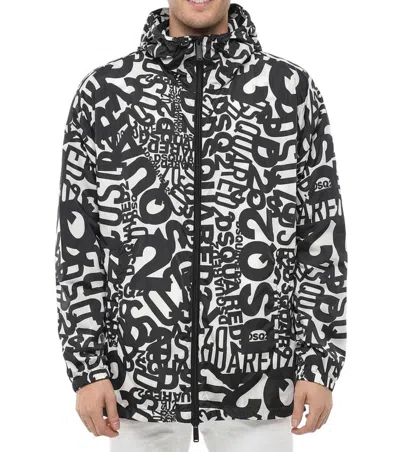 Dsquared2 Monogram-motif Hooded Jacket In Black