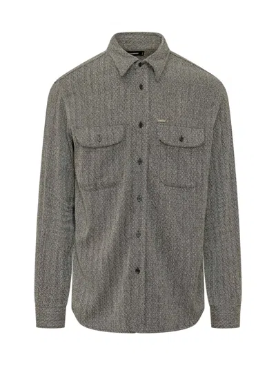 Dsquared2 Canadian Herringbone Shirt In Gray