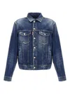 Dsquared2 Blue Jacket With Distressed Effect And Logoed Metal Buttons