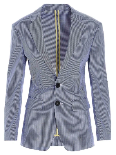 Dsquared2 Micro Checked Dean Over Blazer In Blue