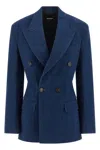 Dsquared2 Double-breasted Denim Blazer Jacket In Blue