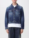 Dsquared2 Blue Jacket With Distressed Effect And Logoed Metal Buttons In Blue