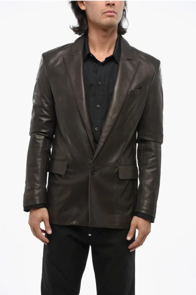 Dsquared2 Blazer Fit Leather Jacket In Gray