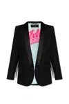 Dsquared2 Wool Blend Twill Jacket W/crystal Fringe In Black