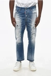 Dsquared2 Bleached Bro Jeans With Suede Logo Patch 19cm In Blue