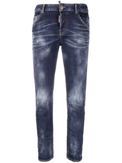Dsquared2 Bleached-effect Skinny Jeans In Blue