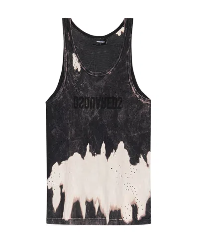 Dsquared2 Bleached Logo-print Tank Top In Black