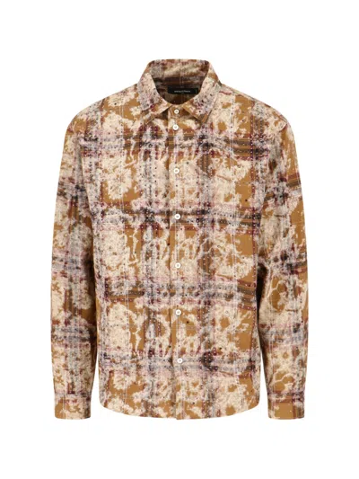 Dsquared2 'bleached Sparkly Check' Shirt In Brown