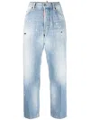 Dsquared2 Bleached-wash Cropped Jeans In Blue