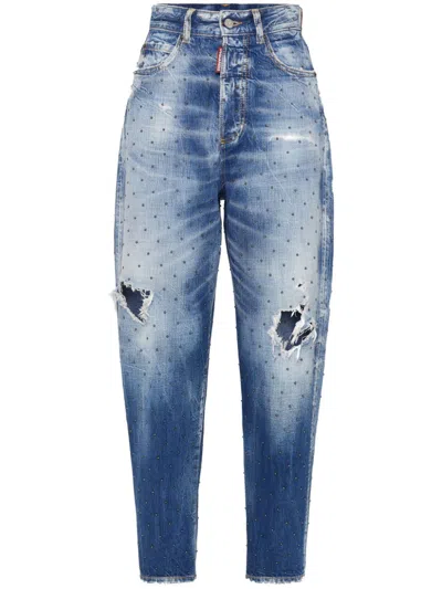 DSQUARED2 BLEACHED-WASH CROPPED JEANS