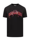 Dsquared2 Black Crewneck T-shirt With Contrasting Print At The Front In Black