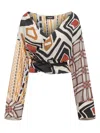 Dsquared2 Geometric-printed V-neck Blouse In Multicolor