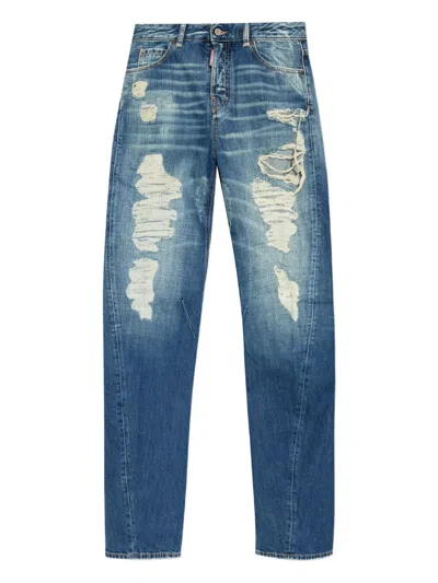 DSQUARED2 DISTRESSED WIDE-LEG JEANS