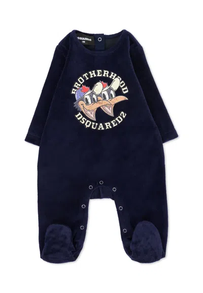 Dsquared2 Blue Babygrow For Baby Boy With Duck Print