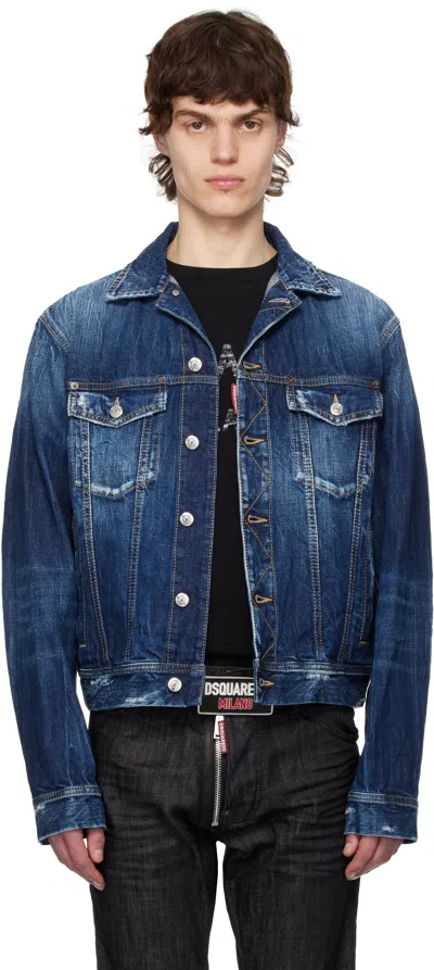 DSQUARED2 BLUE BE COOL BE NICE WASH L.A. JEAN DENIM JACKET